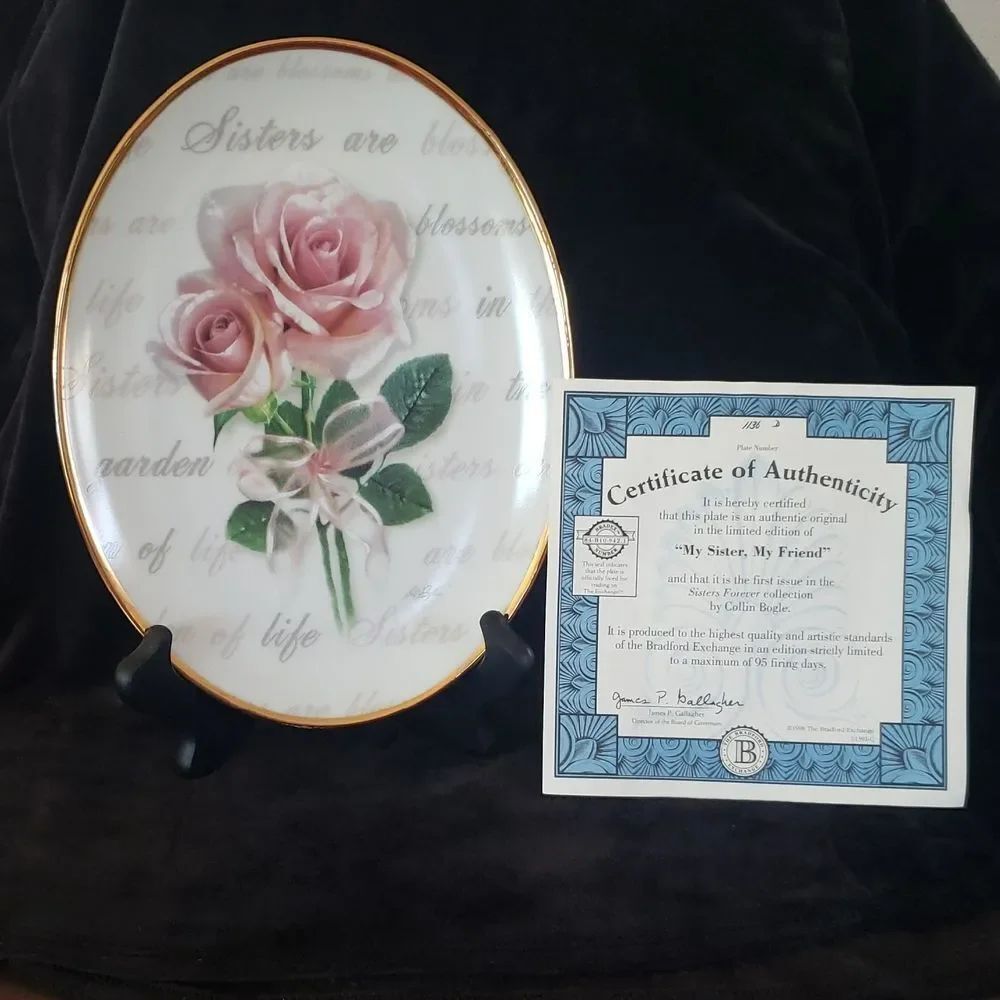 Vintage 1998 Bradford Exchange "My Sister, My Friend" Decorative Plate w/COA